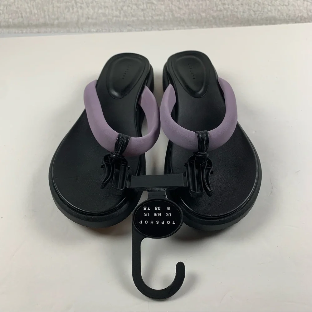 TOPSHOP PHARO Chunky Toe Sandals Black Purple Women's size 7.5‎ NWT 7326